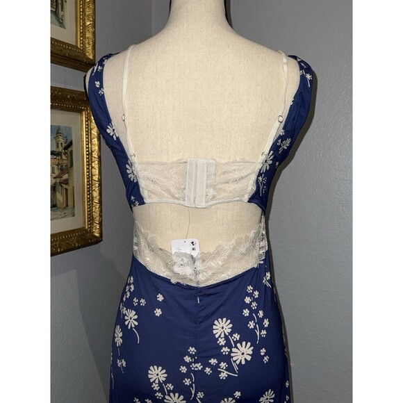 Free People Intimately Party Crasher Lace Midi Slip, Blue Floral Slip Dress $78 - Picture 10 of 16